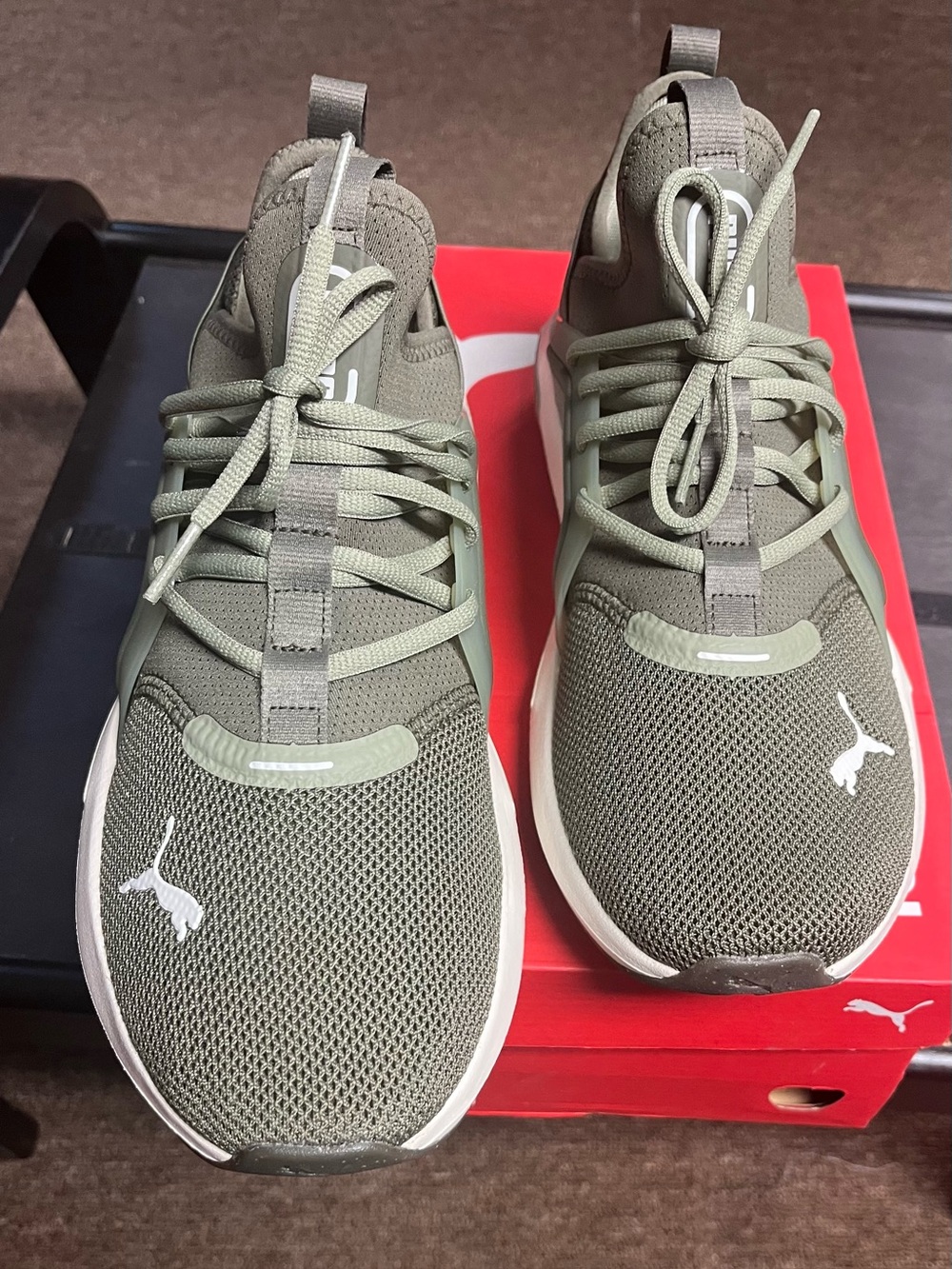 Puma Men’s Olive Green Knit Athletic Sneakers